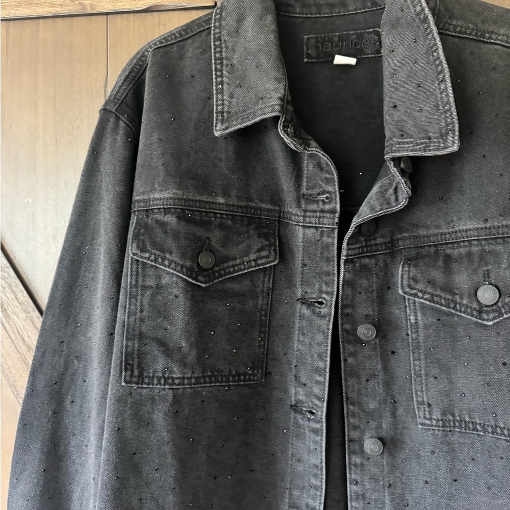 Maurices Black Rhinestone Jean Jacket